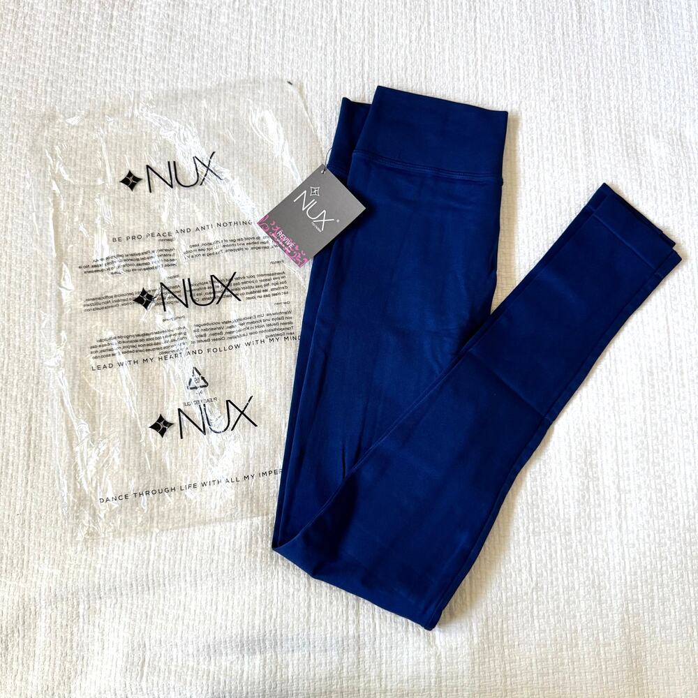 NUX Navy V Ankle Leggings NWT High Rise Yoga Pants Small Minimalist Athleisure